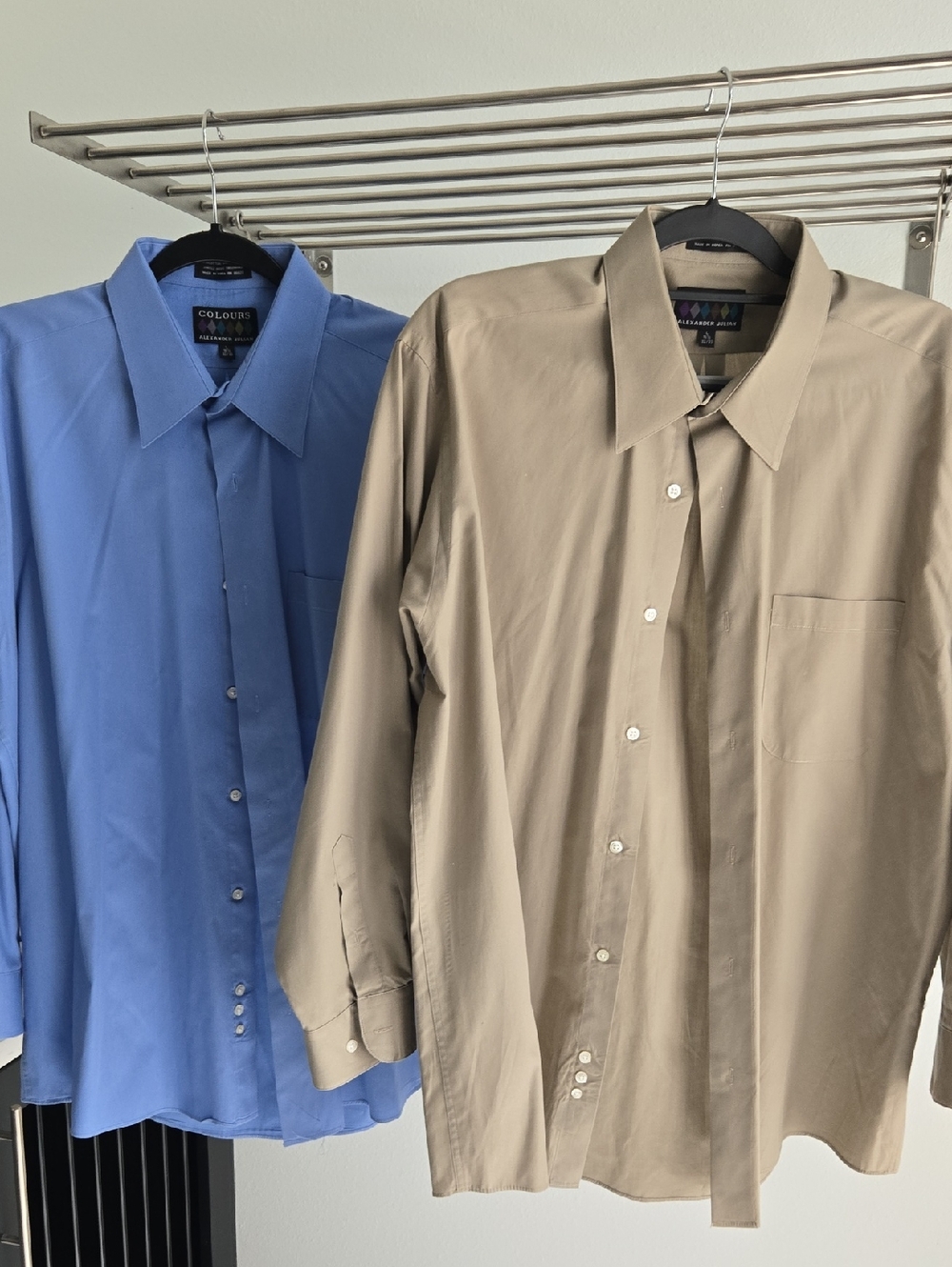 2 Alexander Julian Blue and Tan Long-Sleeve Dress Shirts